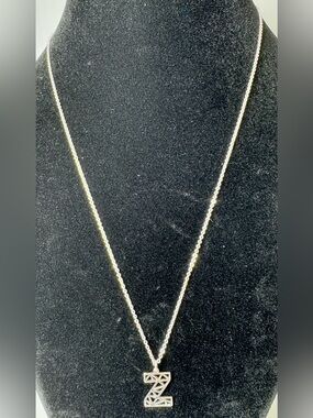 LC Lauren Conrad Silver-tone ‘Z’ Pendant Chain Necklace #1413